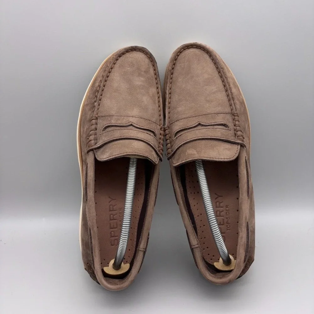 Sperry Penny Loafer Mens 8.5 Brown Leather Slip On Boat Shoe Casual Preppy